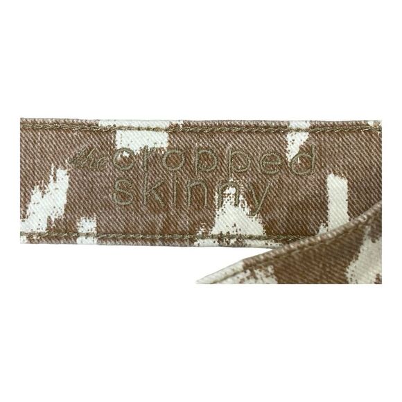 7 For All Mankind Brown & Cream Patterned The Cropped Skinny Jeans, Size 28 EUC - Picture 5 of 8